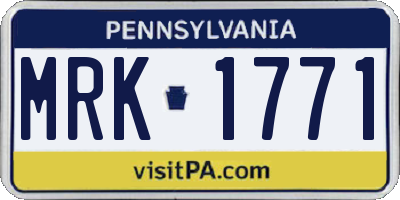 PA license plate MRK1771
