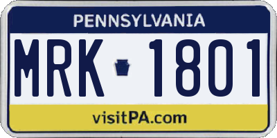 PA license plate MRK1801