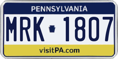 PA license plate MRK1807