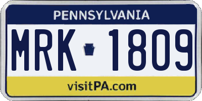 PA license plate MRK1809