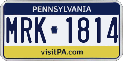 PA license plate MRK1814