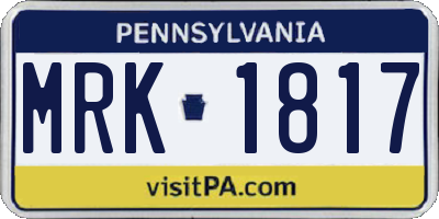 PA license plate MRK1817