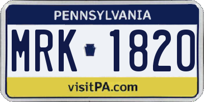 PA license plate MRK1820