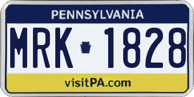 PA license plate MRK1828