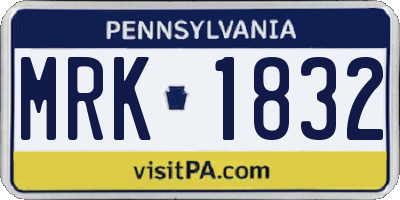 PA license plate MRK1832