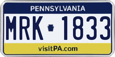 PA license plate MRK1833
