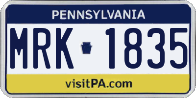 PA license plate MRK1835