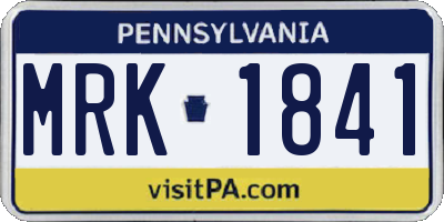 PA license plate MRK1841