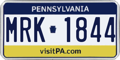 PA license plate MRK1844