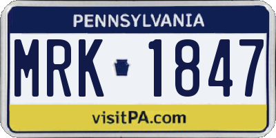 PA license plate MRK1847