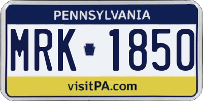 PA license plate MRK1850