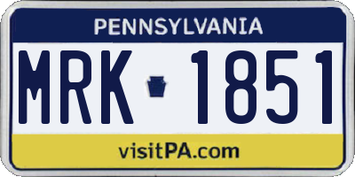 PA license plate MRK1851