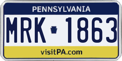 PA license plate MRK1863