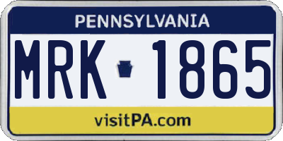 PA license plate MRK1865