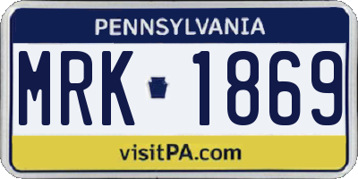 PA license plate MRK1869