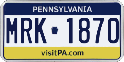 PA license plate MRK1870