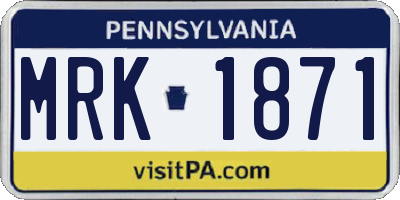 PA license plate MRK1871