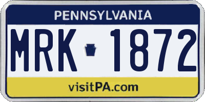 PA license plate MRK1872