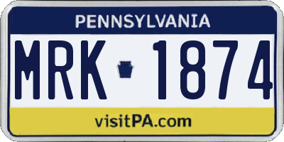 PA license plate MRK1874