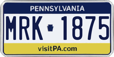 PA license plate MRK1875