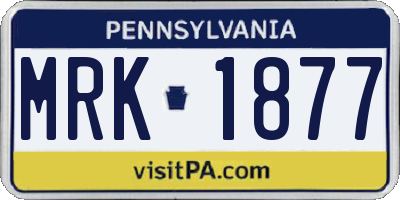 PA license plate MRK1877