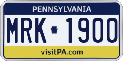 PA license plate MRK1900
