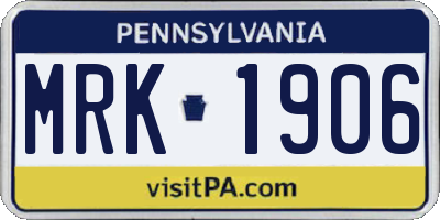 PA license plate MRK1906