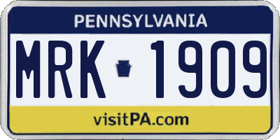 PA license plate MRK1909