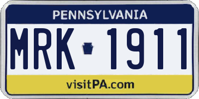 PA license plate MRK1911