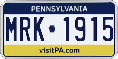 PA license plate MRK1915