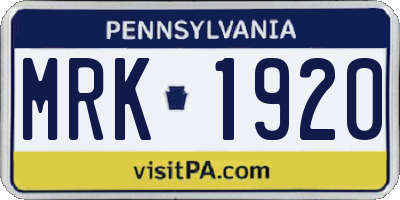 PA license plate MRK1920