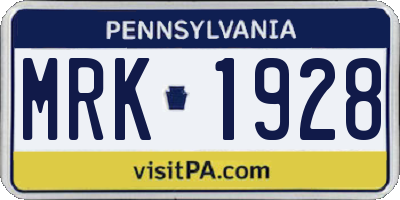 PA license plate MRK1928