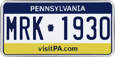PA license plate MRK1930
