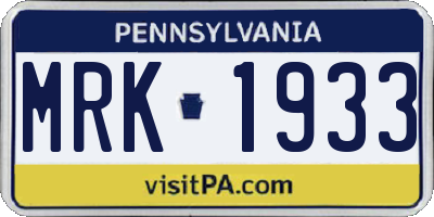 PA license plate MRK1933