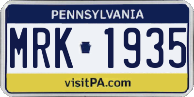 PA license plate MRK1935