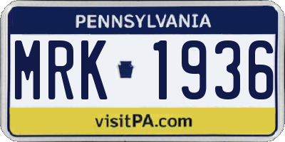 PA license plate MRK1936