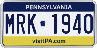 PA license plate MRK1940
