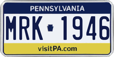 PA license plate MRK1946