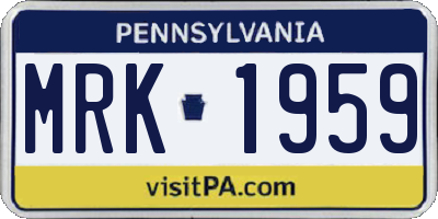 PA license plate MRK1959