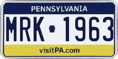 PA license plate MRK1963
