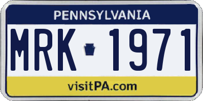 PA license plate MRK1971