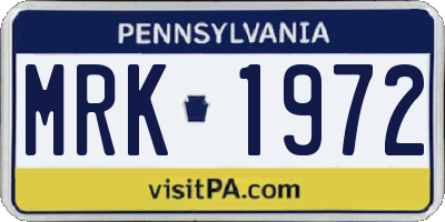PA license plate MRK1972