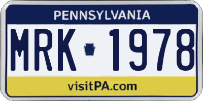 PA license plate MRK1978