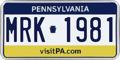 PA license plate MRK1981