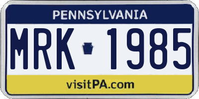 PA license plate MRK1985