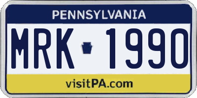 PA license plate MRK1990