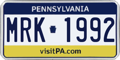 PA license plate MRK1992