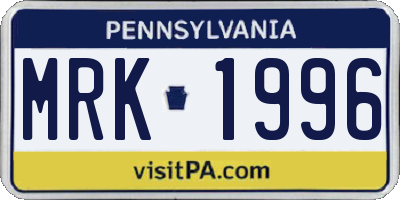 PA license plate MRK1996