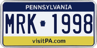 PA license plate MRK1998