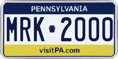 PA license plate MRK2000